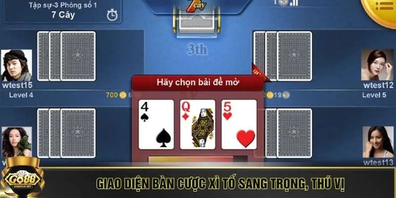 Giao diện bàn cược Xì Tố sang trọng, thú vị